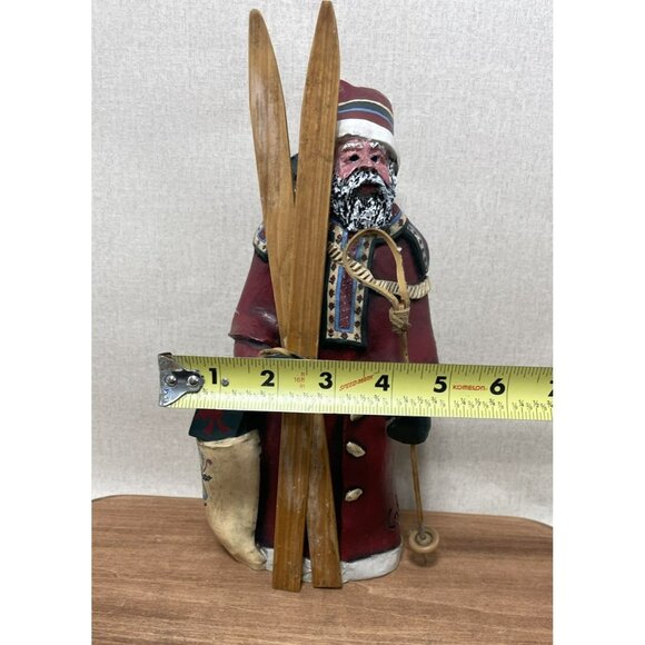 11 Large NORDIC Santa Claus Collectible Figurine with Skis Unmarked Odd - Picture 8 of 11